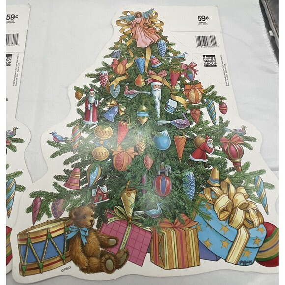 Vintage 2 Paper Magic Group Christmas Tree Bear Gifts Die Cut Decoration 13” - Picture 5 of 15